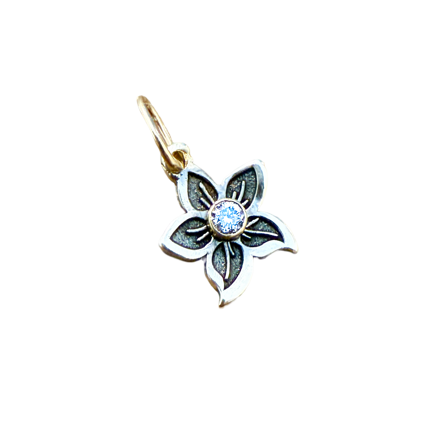 Lily Diamond Pendant in 10k Gold & Sterling Silver 12mm