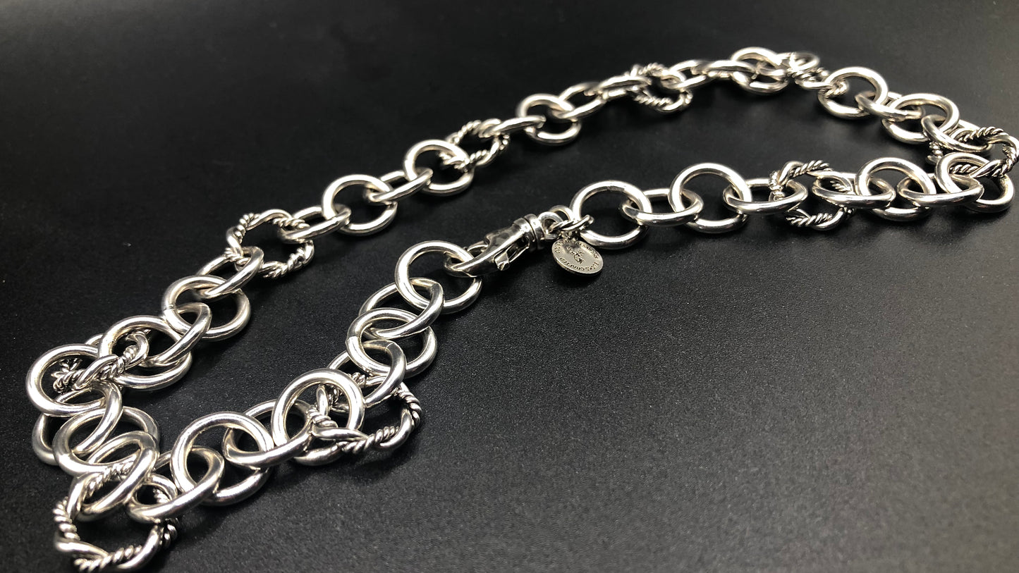 Hand crafted sterling silver link necklace