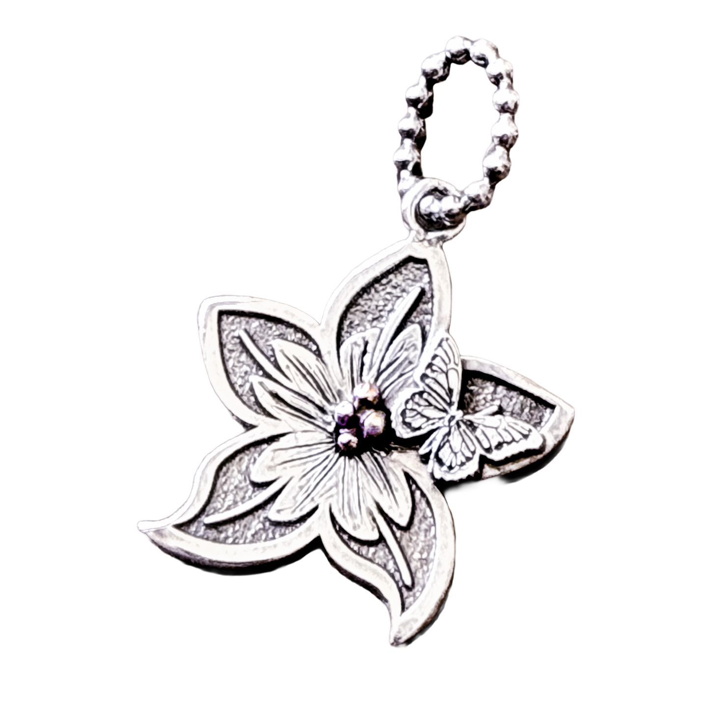 Lily Butterfly Pendant in Sterling Silver with 14K 1/2oth Gold