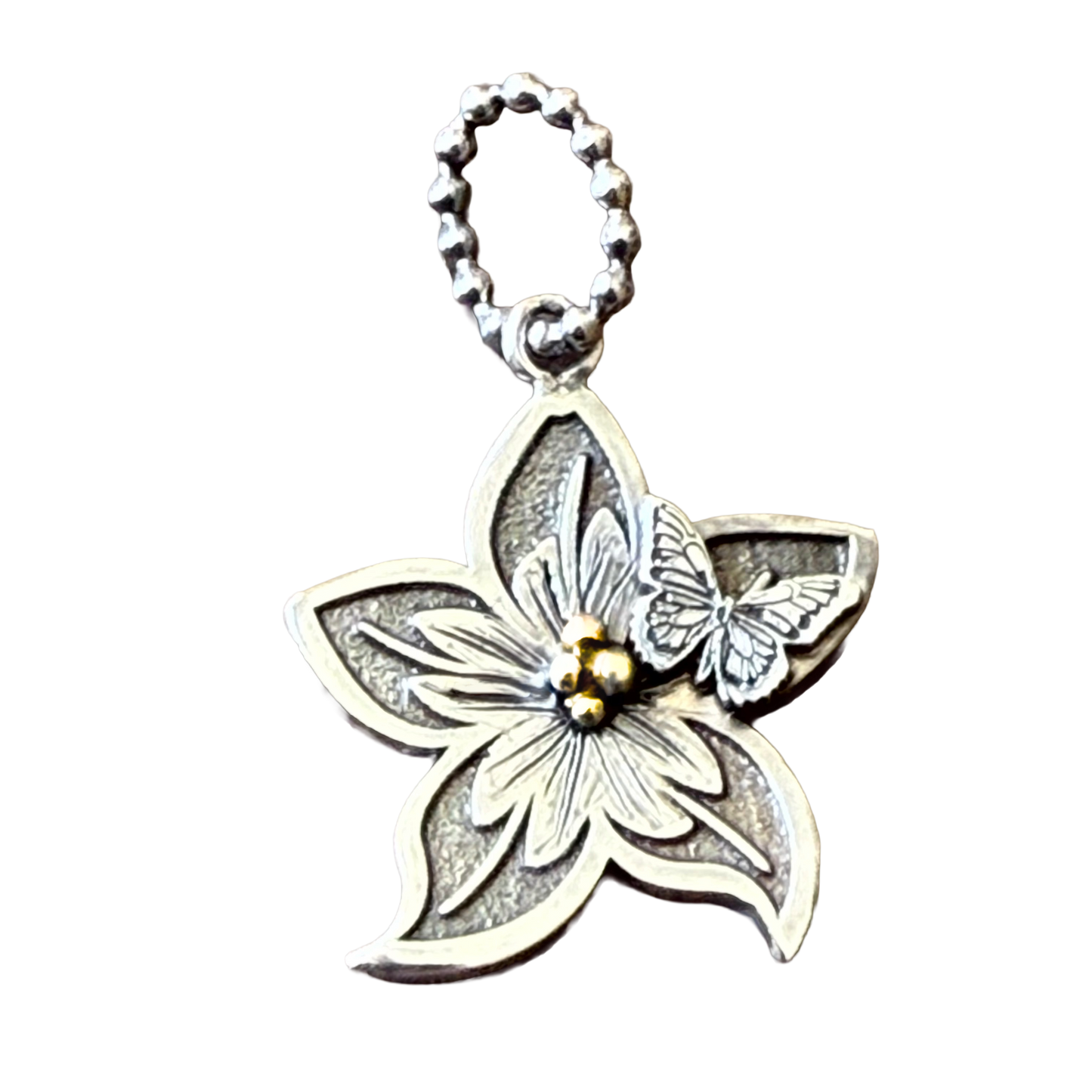 Lily Butterfly Pendant in Sterling Silver with 14K 1/2oth Gold