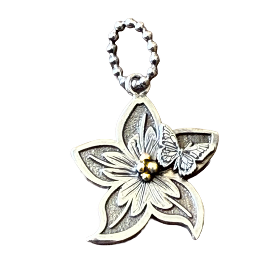 Lily Butterfly Pendant in Sterling Silver with 14K 1/2oth Gold
