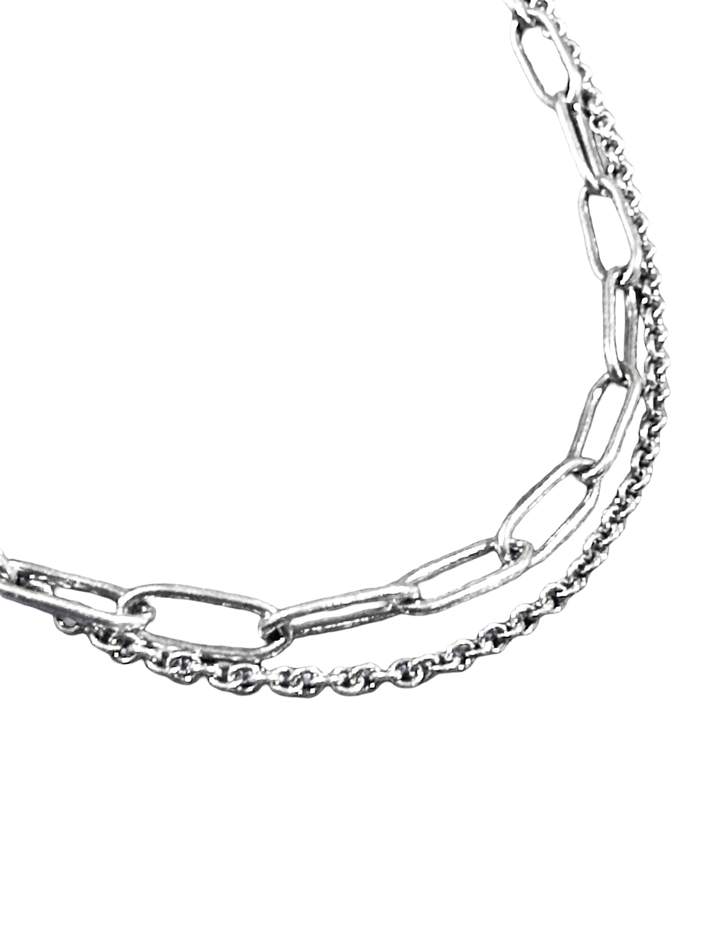 Large Paperclip Double Chain with Cable in Sterling Silver