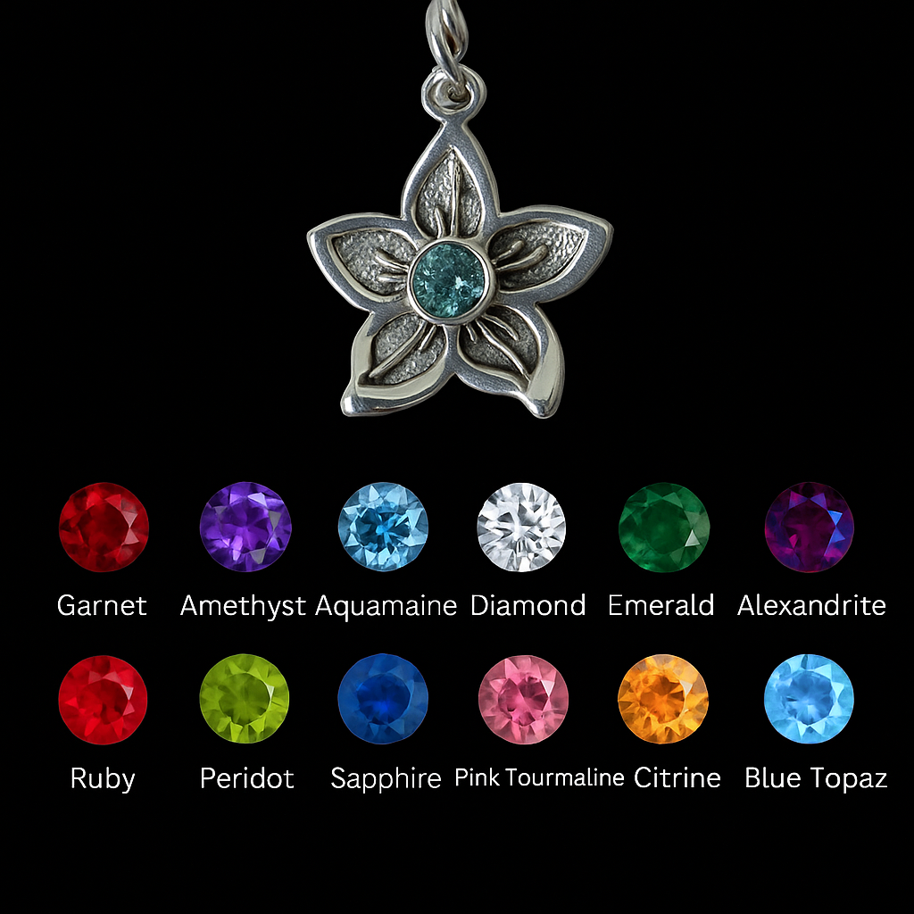 Birthstone Lily in Sterling Silver with 3mm Gems