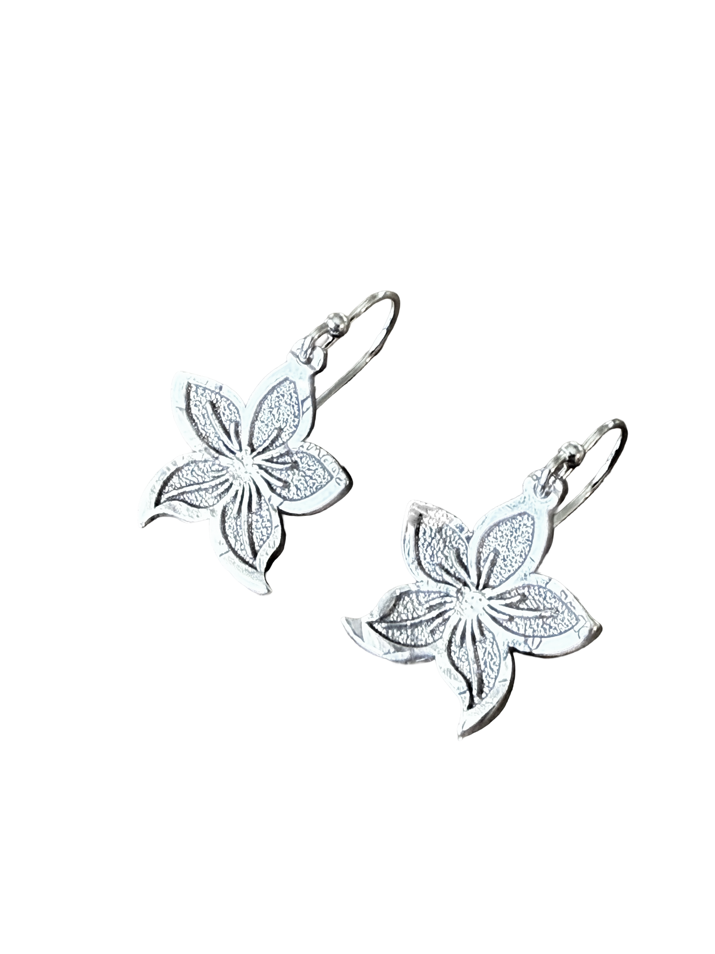 Lily Flower Drop Earrings in Coin Silver