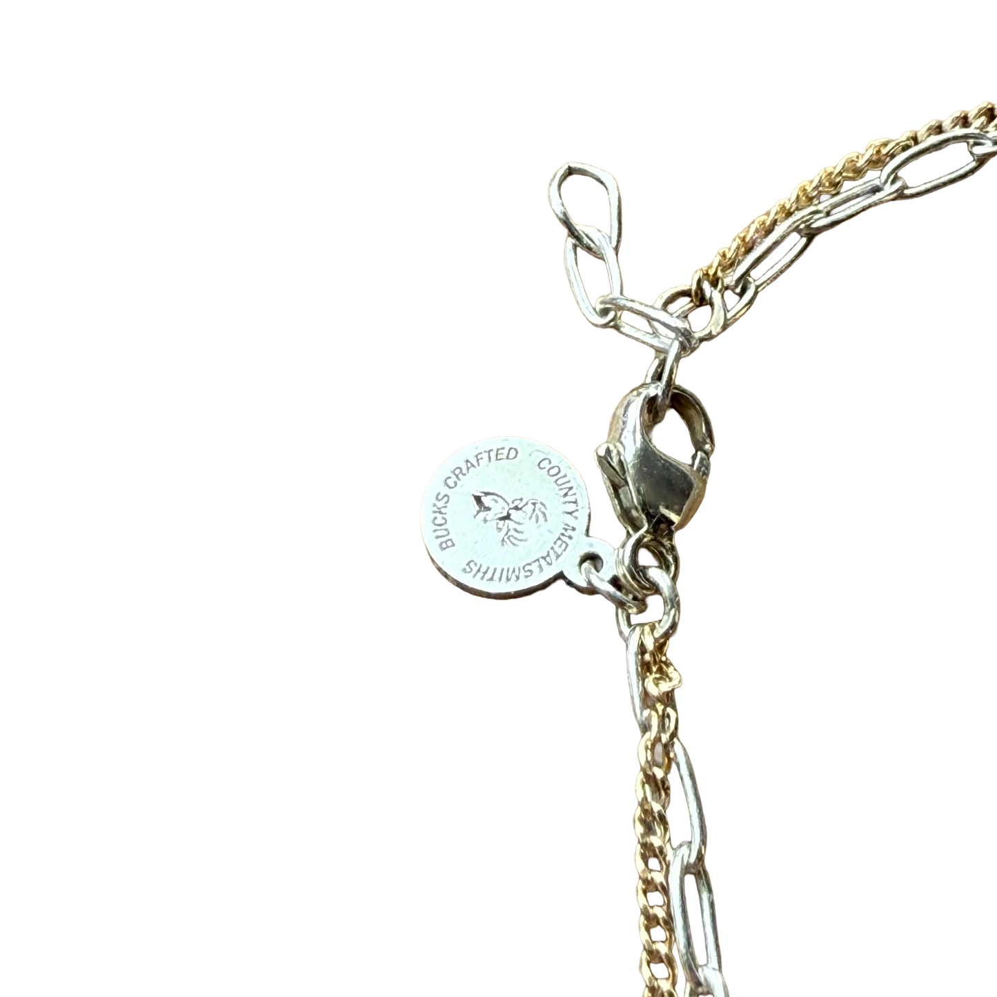 Double Chain - Paperclip and Curb Link Sterling Silver & 1/20th 14k Gold