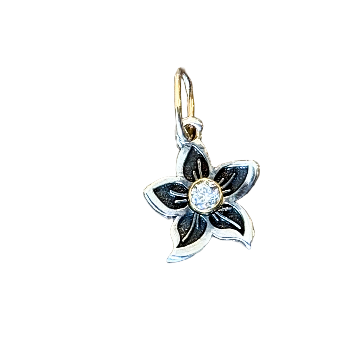 Lily Diamond Pendant in 10k Gold & Sterling Silver 12mm