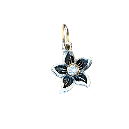 Lily Diamond Pendant in 10k Gold & Sterling Silver 12mm