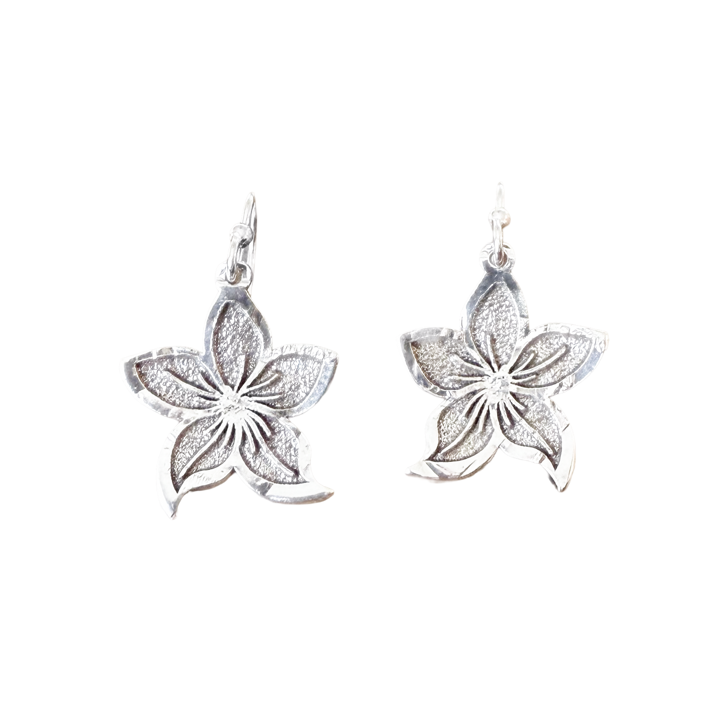 Lily Flower Drop Earrings in Coin Silver