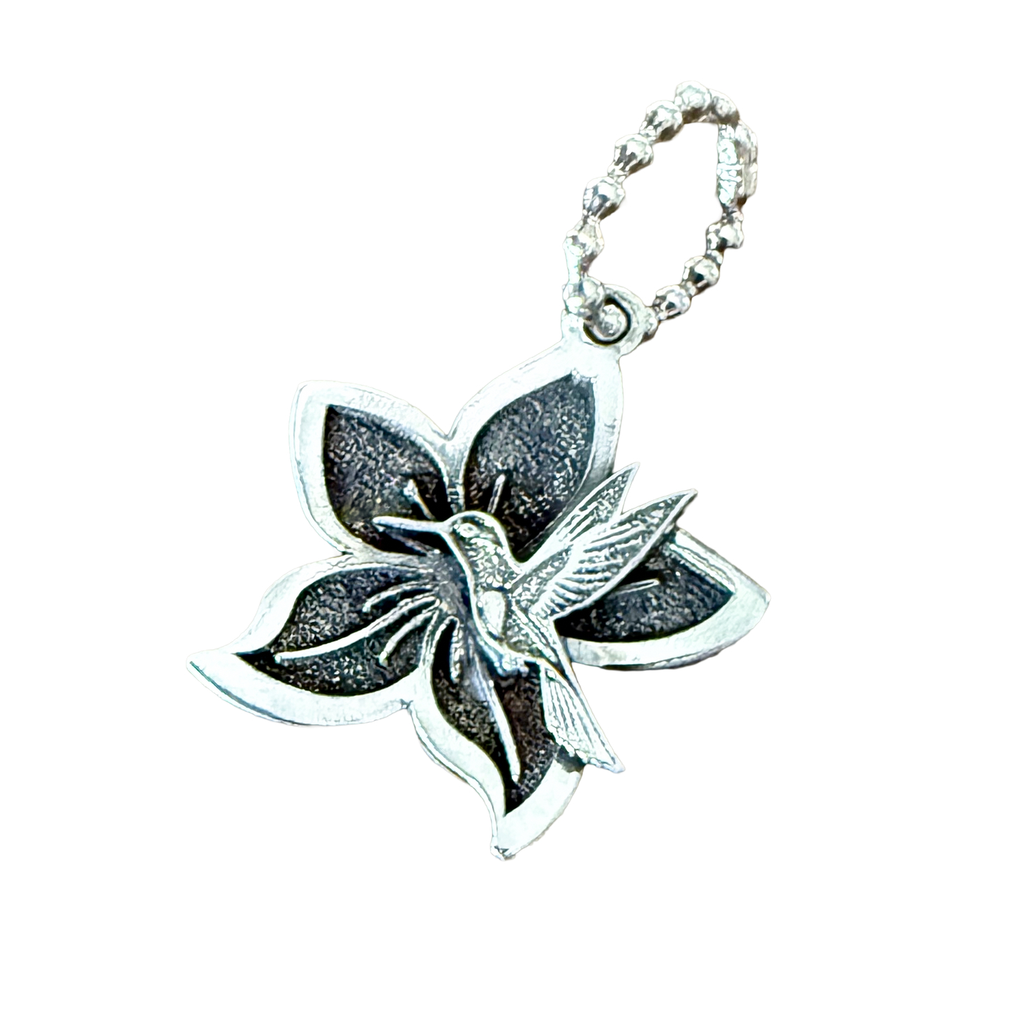 Lily and Hummingbird Pendant in Sterling Silver