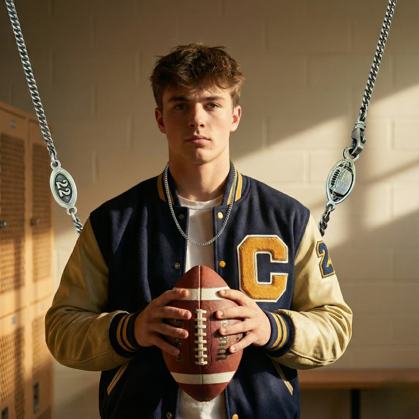 The Playmaker: Custom Jersey Number Football Curb Chain | American-Made Sterling Silver