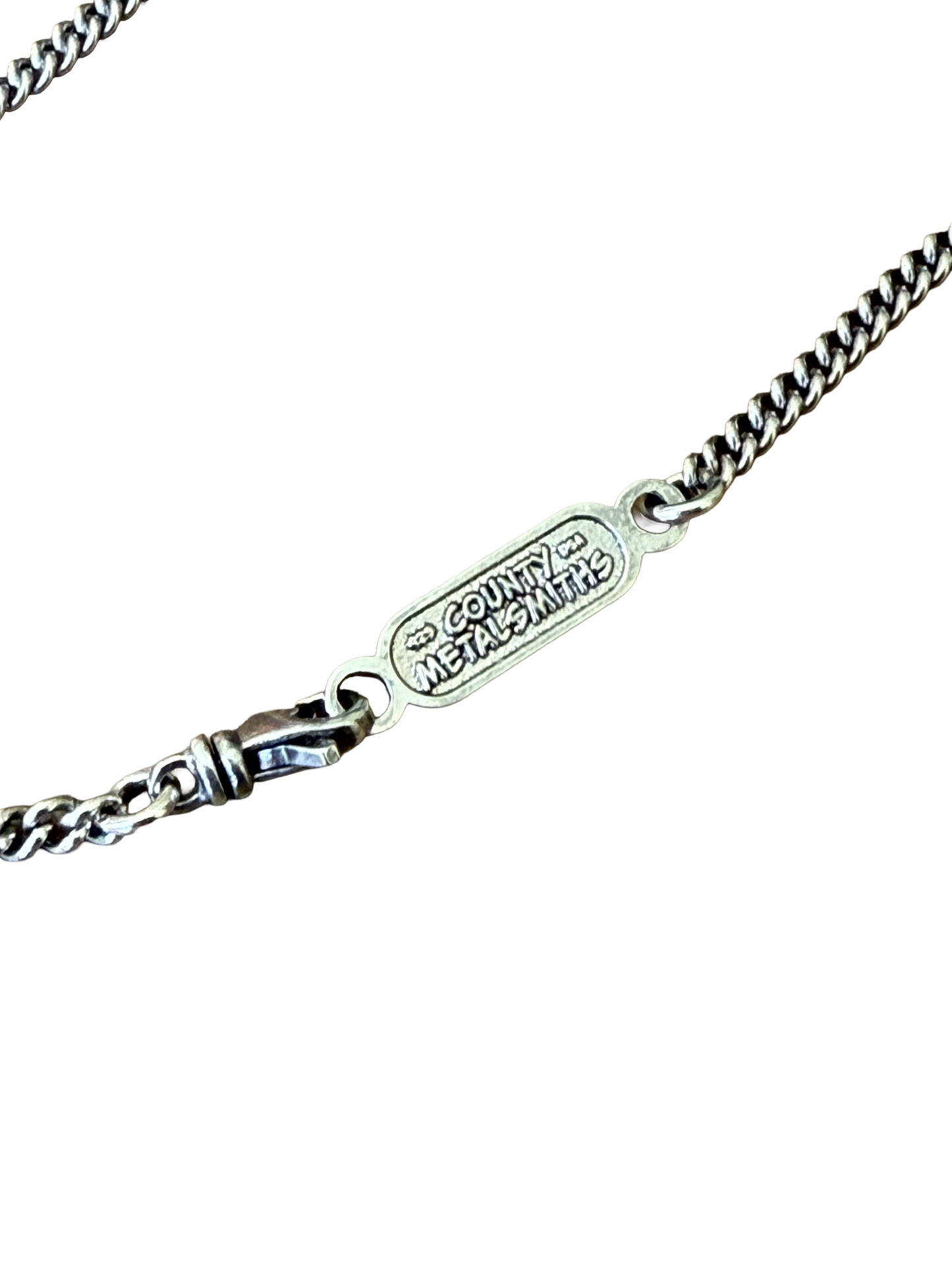 Curb Link Chain Necklace w/ Bar Logo 925 Silver