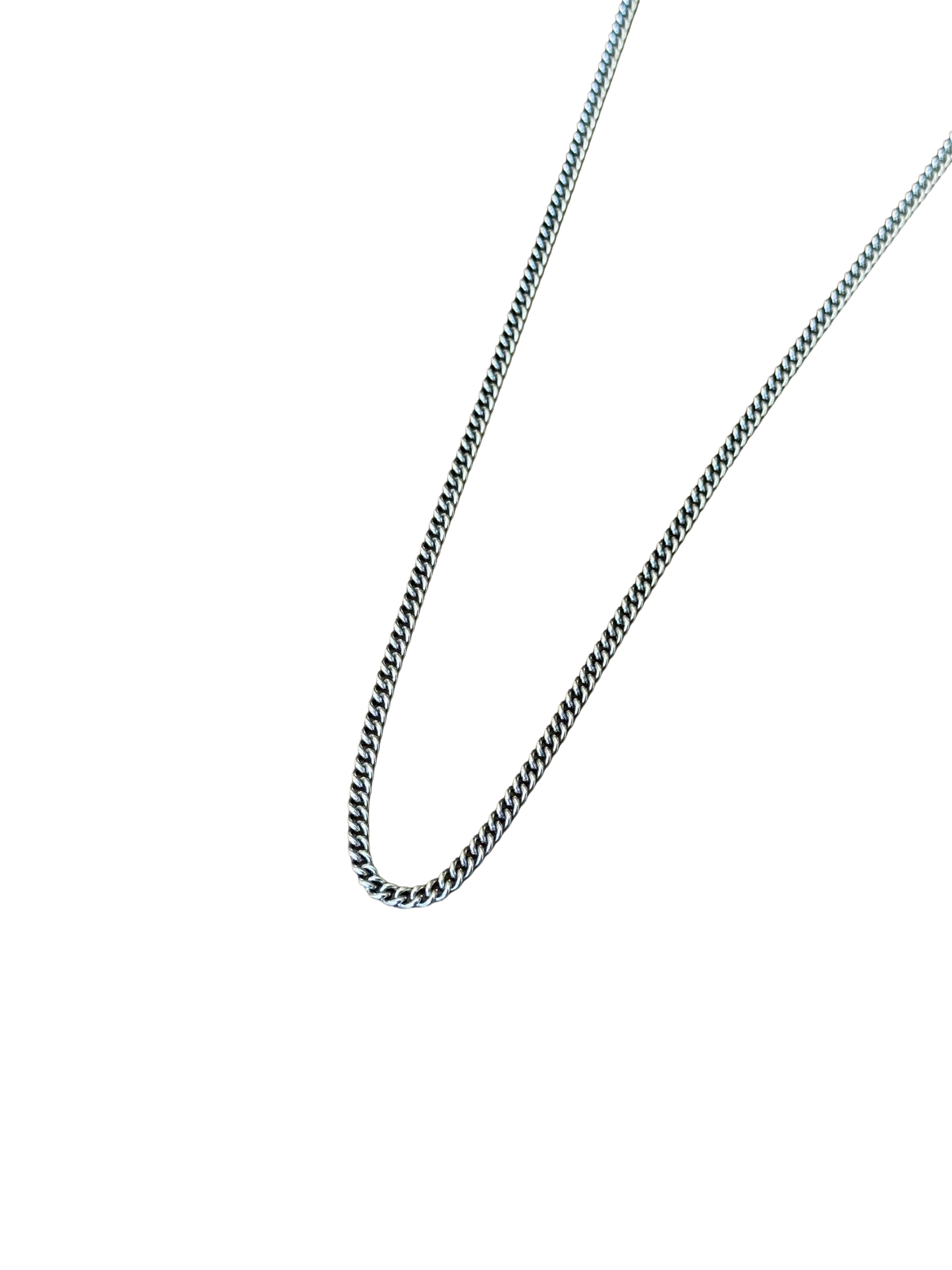 Curb Link Chain Necklace w/ Bar Logo 925 Silver