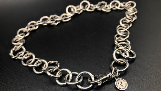 Hand crafted sterling silver link necklace